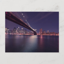 Brooklyn Bridge på natten - NYC Skyline Vykort