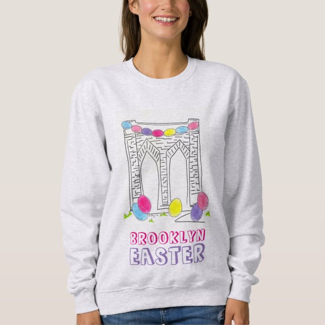 Brooklyn Bridge Påskägg Eggs NYC Sweatshirt T-shirt (Framsida)