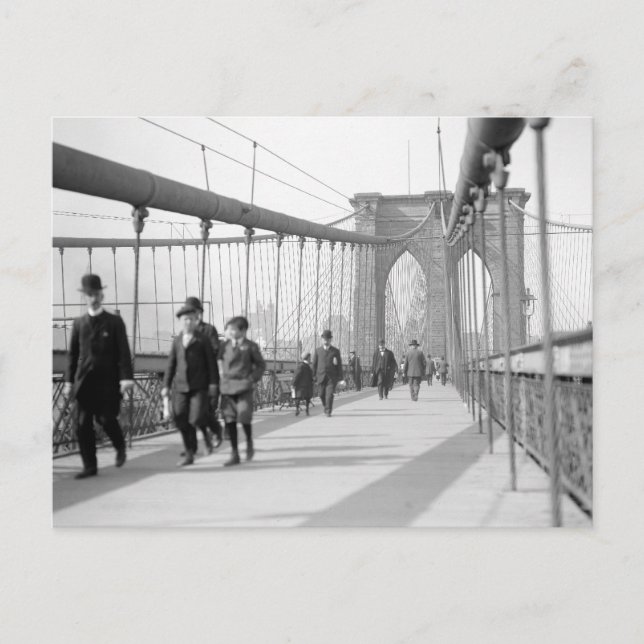 Brooklyn Bridge Pedestrians, 1909 Vykort (Framsida)