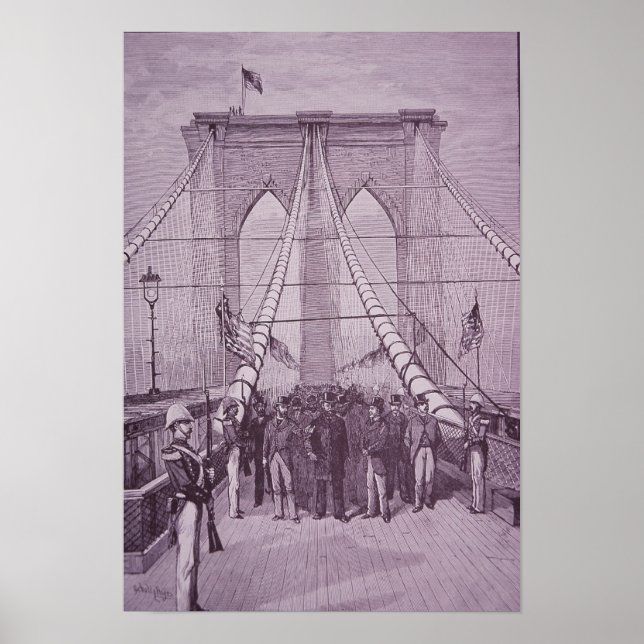 Brooklyn Bridge, president Arthur vid öppningen Poster (Framsidan)