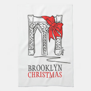 Brooklyn Bridge Red Bow New York jul Kökshandduk