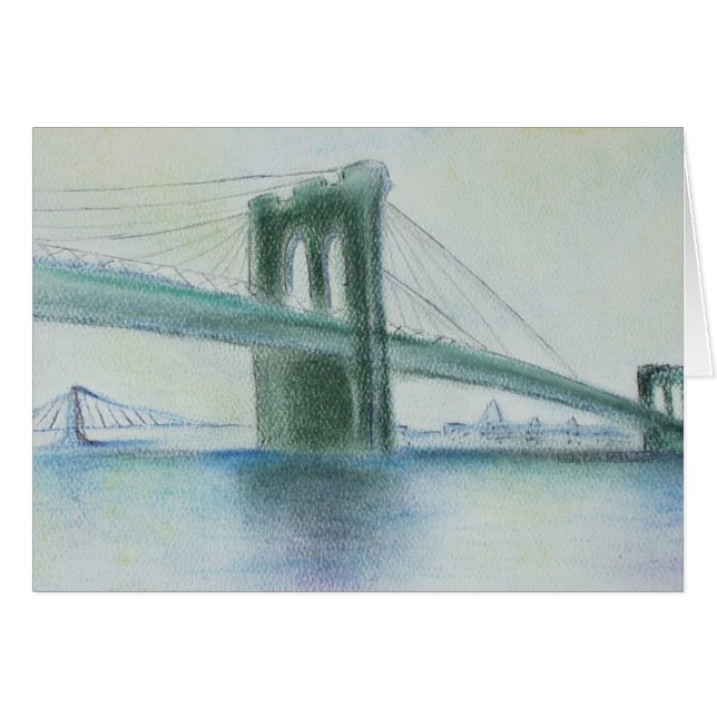 Brooklyn Bridge Serenity Art NYC Greeting Card Hälsningskort (Framsidan Horizontal)