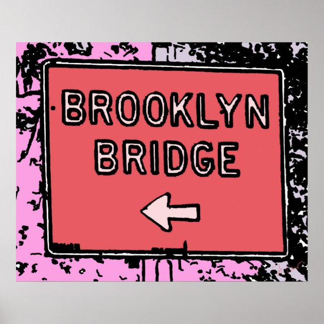 Brooklyn Bridge Sign Poster (Framsidan)