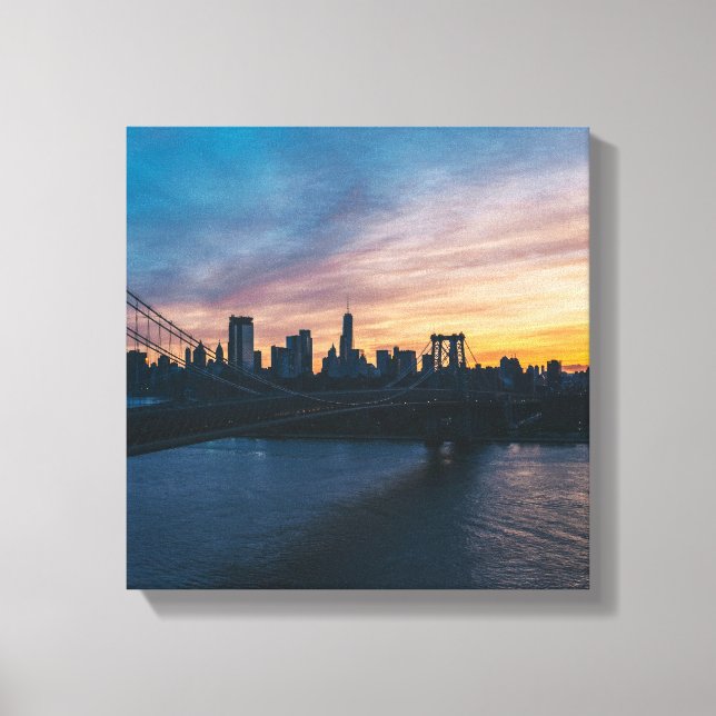Brooklyn Bridge Solnedgång Canvas Väggkonst - New  (Framsida)