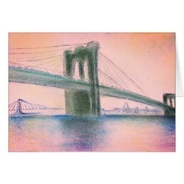 Brooklyn Bridge Solnedgång Serenitet NYC Välkomstk Hälsningskort