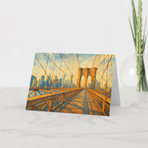 Brooklyn Bridge Soluppgång Akvarellkort Kort