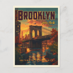 Brooklyn Bridge Soluppgång - En Vintage Resa Vykort