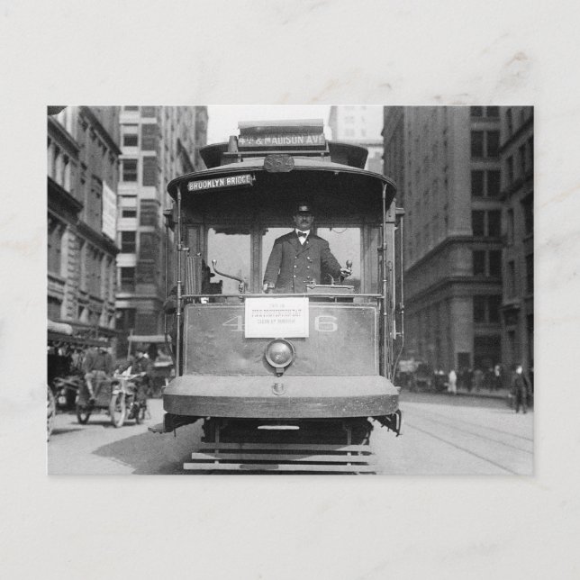 Brooklyn Bridge Spårvagn, 1915 Vykort (Framsida)