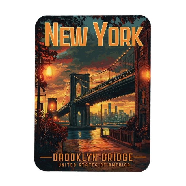 Brooklyn Bridge Sunrise - A Stunning Travel Magnet (Vertikal)