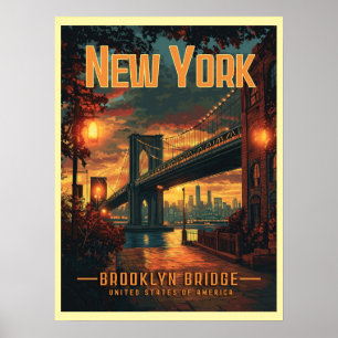 Brooklyn Bridge Sunrise - A Stunning Travel Poster