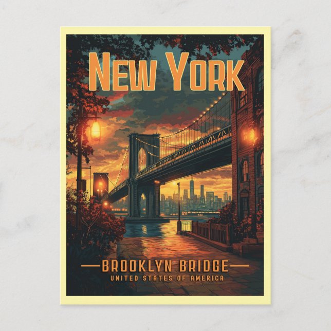 Brooklyn Bridge Sunrise - A Stunning Travel Vykort (Framsida)