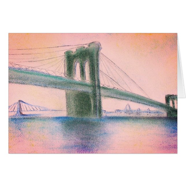 Brooklyn Bridge Sunset Serenity NYC Greeting Card Hälsningskort (Framsidan Horizontal)