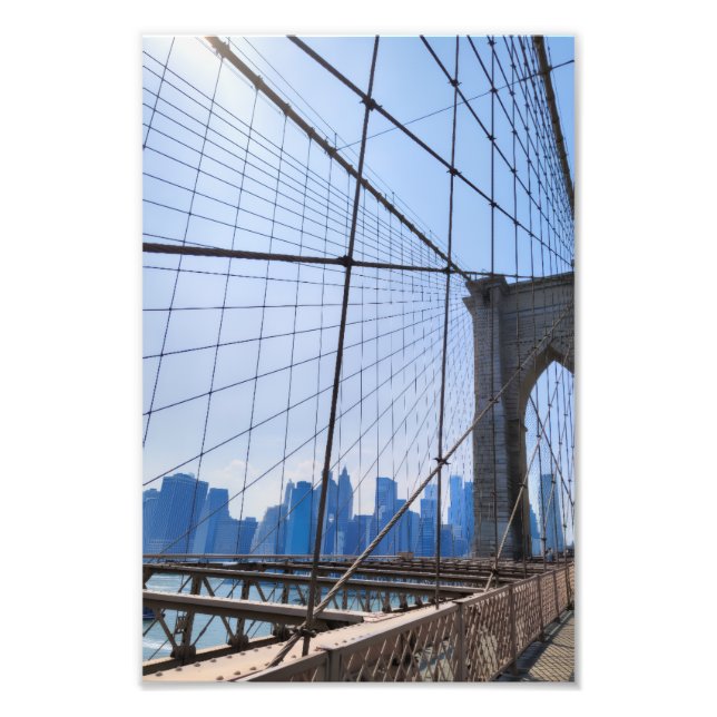 Brooklyn Bridge to Manhattan – New York City Photo Fototryck (Framsidan)