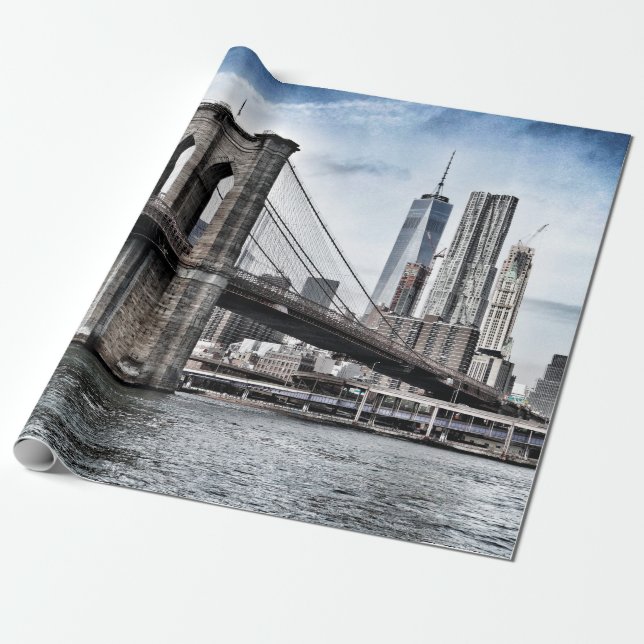 BROOKLYN BRIDGE UNDER DAGEN PRESENTPAPPER (Utrullad)