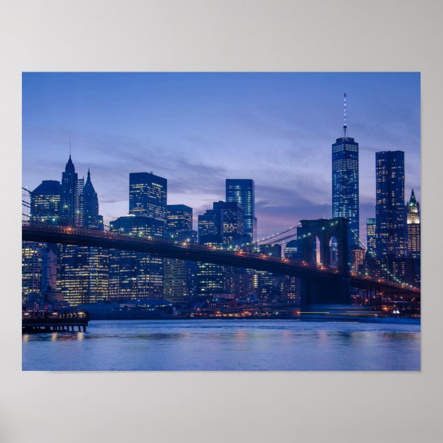 Brooklyn Bridge vid skymning Poster (Framsidan)