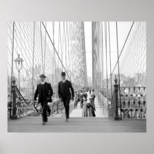 Brooklyn Bridge Walkway, 1905. Vintage Photo Poster