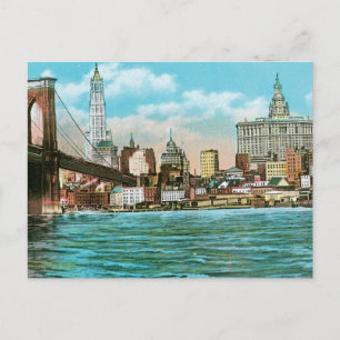 Brooklyn Bridge, Woolworth och Municipal... Vykort