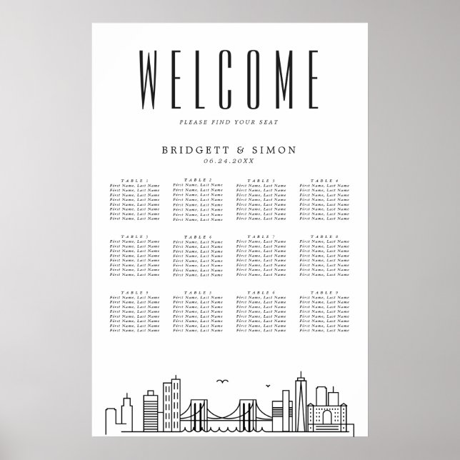 Brooklyn Bröllop | 12 Bord-sätesdiagram Poster (Framsidan)