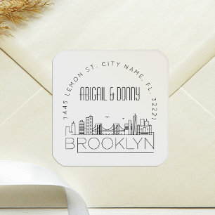 Brooklyn Bröllop Förpackad kuvertförsegling Fyrkantigt Klistermärke