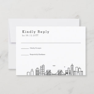 Brooklyn Bröllop   Stylized Skyline OSA Kort