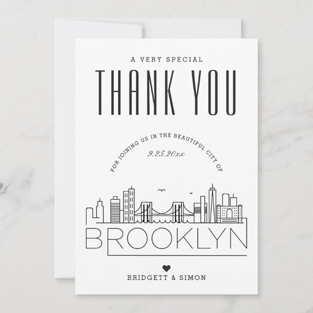 Brooklyn Bröllop | Tack + Fotokort Kort (Framsida)