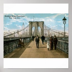 Brooklyn-bryggan, strandpromenad, New York City Poster