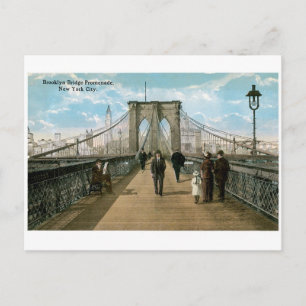 Brooklyn-bryggan, strandpromenad, New York City Vykort