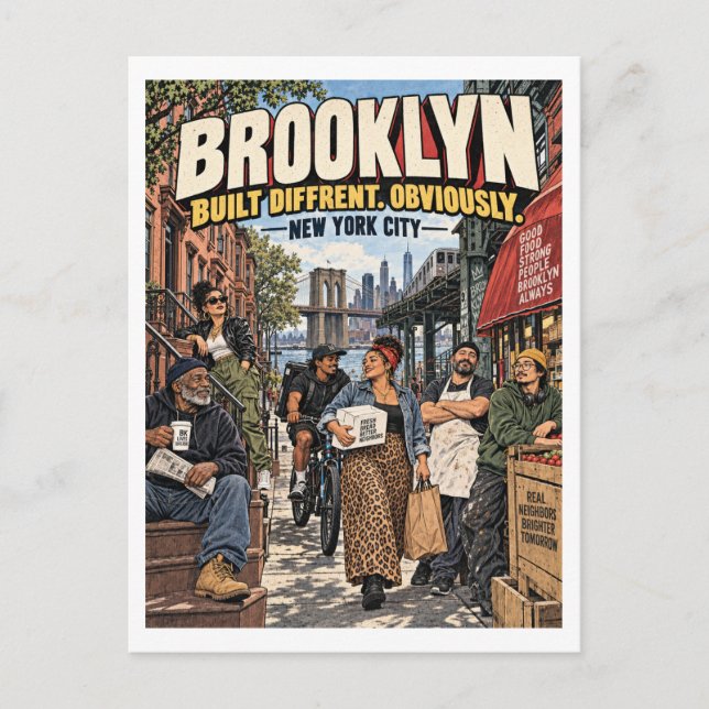 Brooklyn Byggd Annorlunda Vykort (Framsida)
