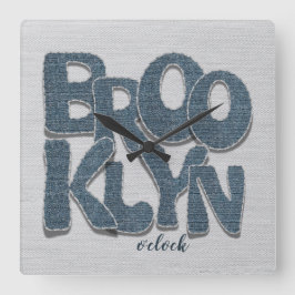 Brooklyn Denim Letter Wall Clock Fyrkantig Klocka