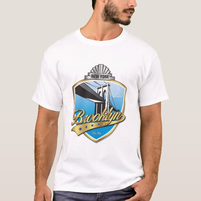 Brooklyn Design Guld T Shirt (Framsida)
