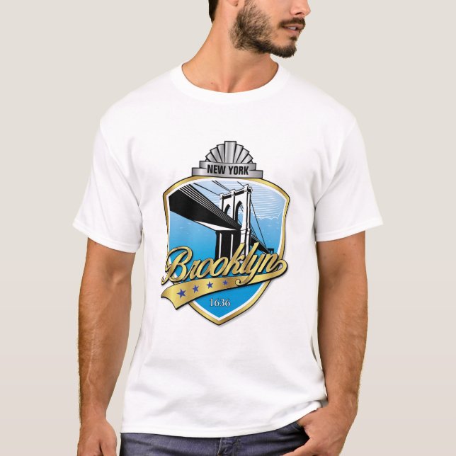 Brooklyn Design Guld T Shirt (Framsida)