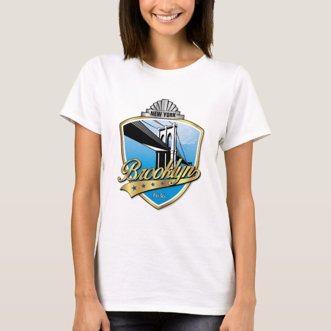 Brooklyn Design Guld T Shirt (Framsida)