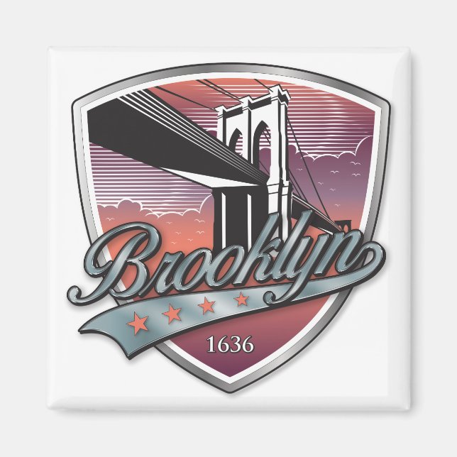 Brooklyn Design Silver Metallic Magnet (Framsidan)
