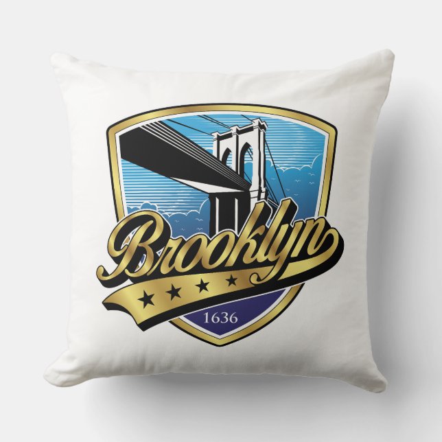 Brooklyn Elegant Guld Swoosh Logodesign Kudde (Framsida)