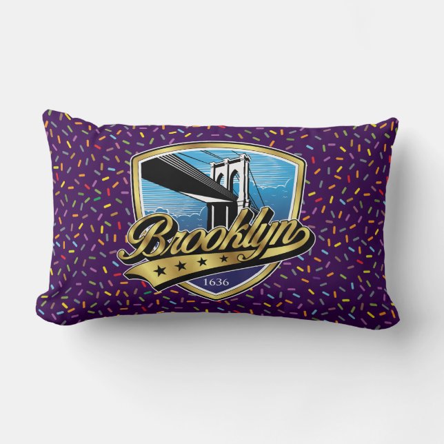 Brooklyn Elegant Guld Swoosh Logodesign Lumbarkudde (Framsida)