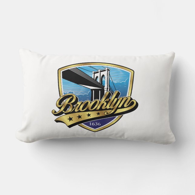 Brooklyn Elegant Guld Swoosh Logodesign Lumbarkudde (Framsida)