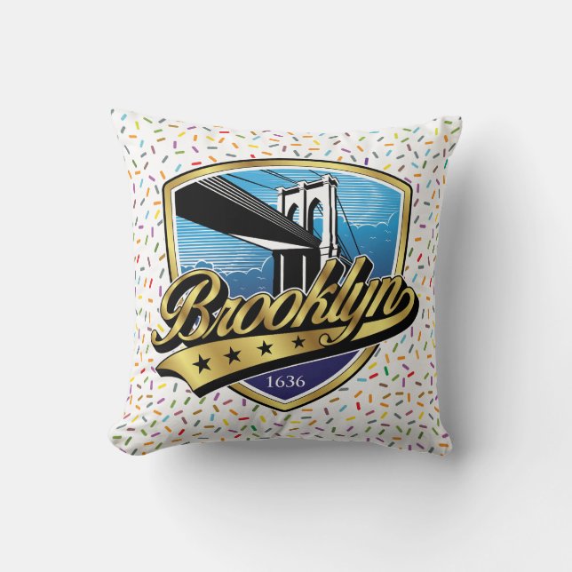 Brooklyn Elegant Guld Swoosh Logotyp Kudde (Framsida)