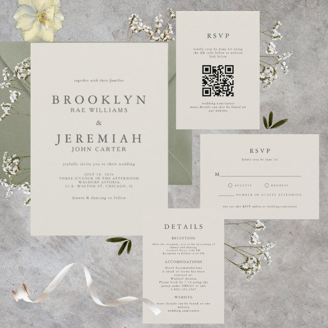 BROOKLYN Elegant Modern bröllopsinbjudan Inbjudningar (Skapare uppladdad)