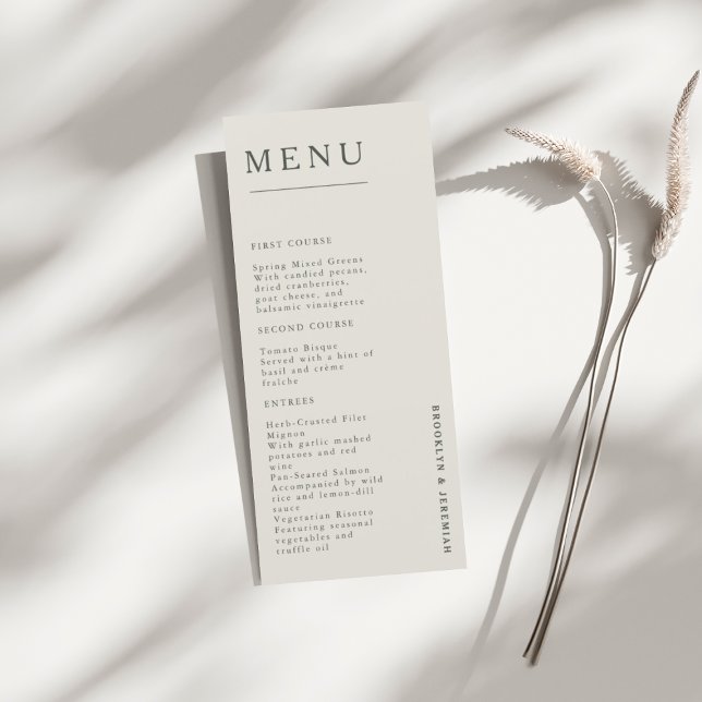 BROOKLYN Elegant Serif Bröllop Dinner Menu Meny (Skapare uppladdad)