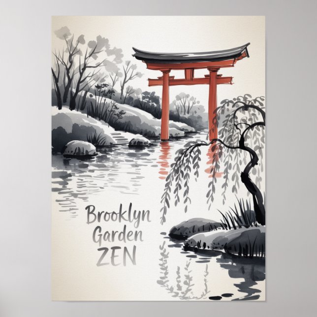 Brooklyn Garden Zen Sumi-E Konst Poster (Framsidan)