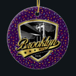 Brooklyn Gold Swoosh Logodesign Julgransprydnad Keramik<br><div class="desc">Brooklyn-logotyp med Swoosh-design av Edward Eksi</div>