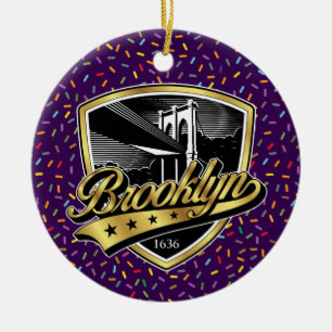 Brooklyn Gold Swoosh Logodesign Julgransprydnad Keramik