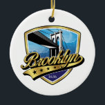 Brooklyn Gold Swoosh Logodesign Julgransprydnad Keramik<br><div class="desc">Brooklyn-logotyp med Swoosh-design av Edward Eksi</div>