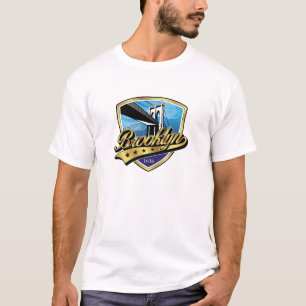Brooklyn Guld-svosh Logotyp Design T Shirt