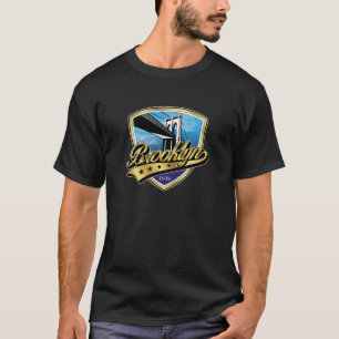 Brooklyn Guld-svosh Logotyp Design T Shirt