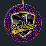 Brooklyn Guld Swoosh Logodesign Julgransprydnad Keramik<br><div class="desc">Brooklyn Logotyp med Swoosh Design av Edward Eksi</div>