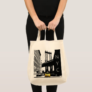 Brooklyn Gult Taxi Nyc New York City Livsmedel Tygkasse