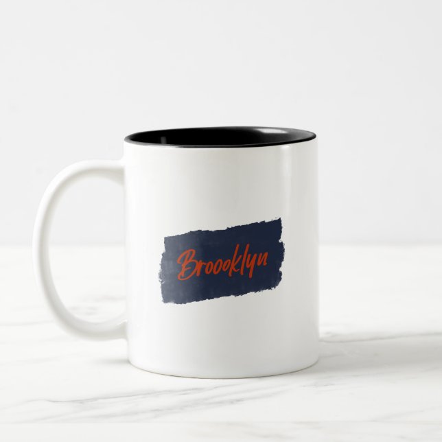Brooklyn Handskriftlig Red Typography Coffee Mugg (Vänster)