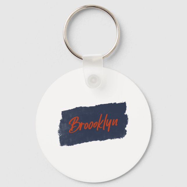 Brooklyn Handskriftlig Red Typography Nyckelring (Framsida)