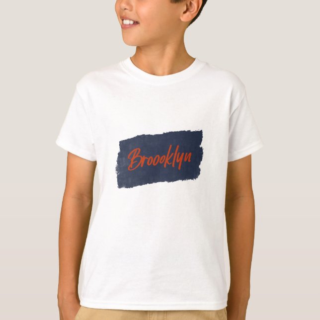 Brooklyn Handskriftlig Red Typography T-Shirt (Framsida)